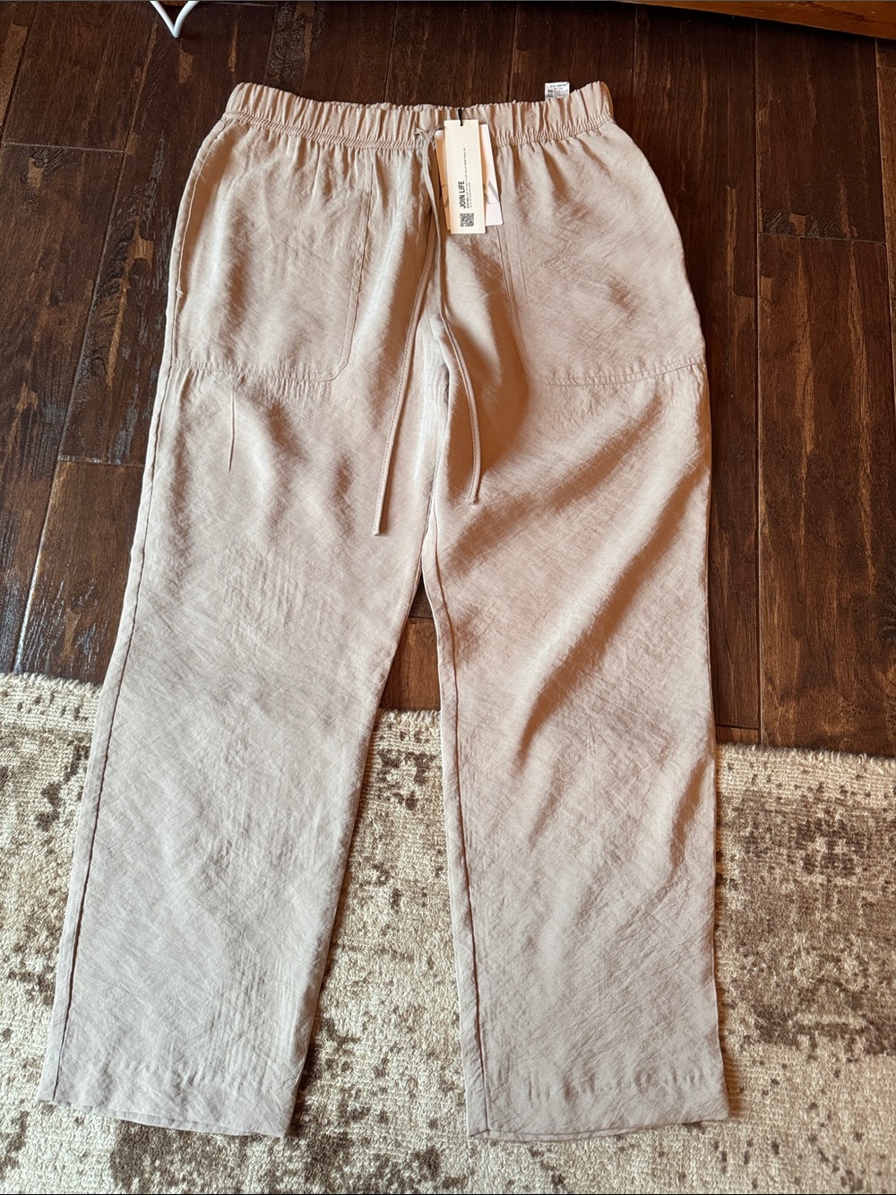 Zara Beige Cropped Drawstring Pants